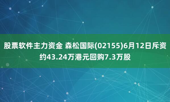股票软件主力资金 森松国际(02155)6月12日斥资约43.24万港元回购7.3万股